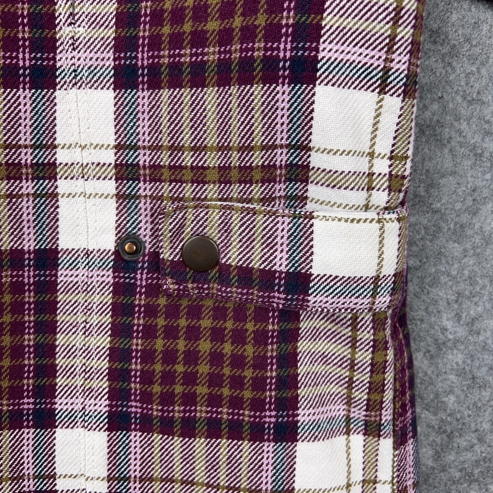 Duluth Shacket Womens XS Maroon Plaid Flapjack Flannel‎ Shirt Jac Quilted Lined - Picture 12 of 16